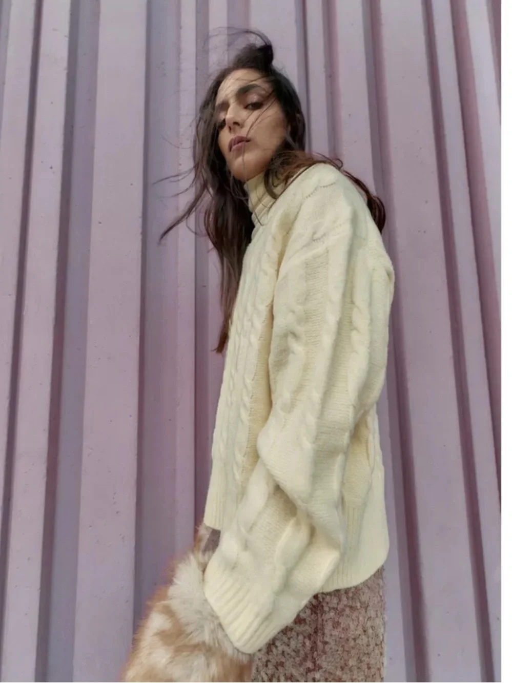 Zara Soft yellow cable Knit Sweater - Picture 5 of 6